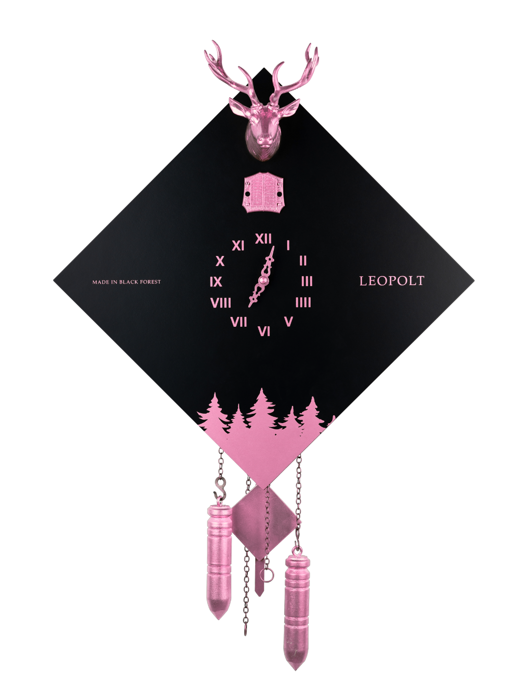 Moderne Kuckucksuhr - Schwarz/Rosa