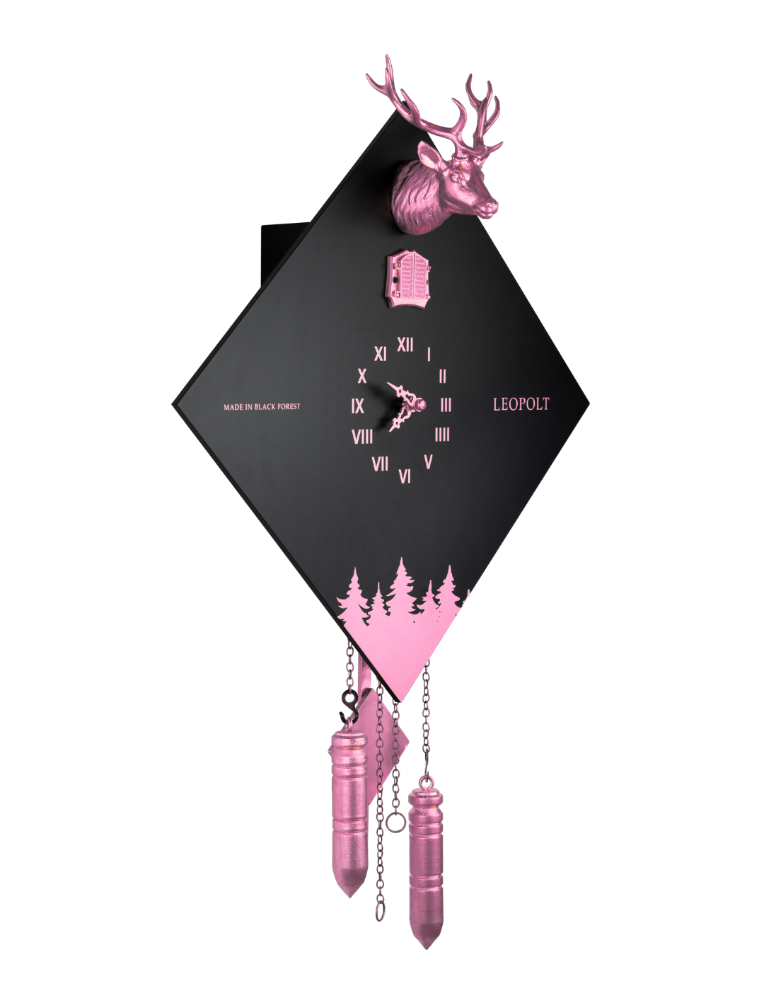 Moderne Kuckucksuhr - Schwarz/Rosa