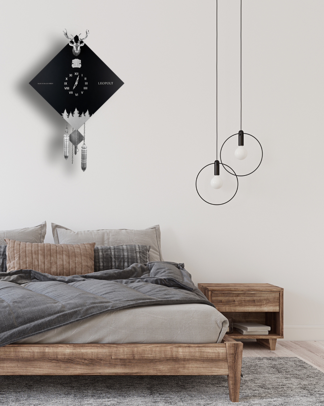 Moderne Kuckucksuhr - Schwarz/Silber