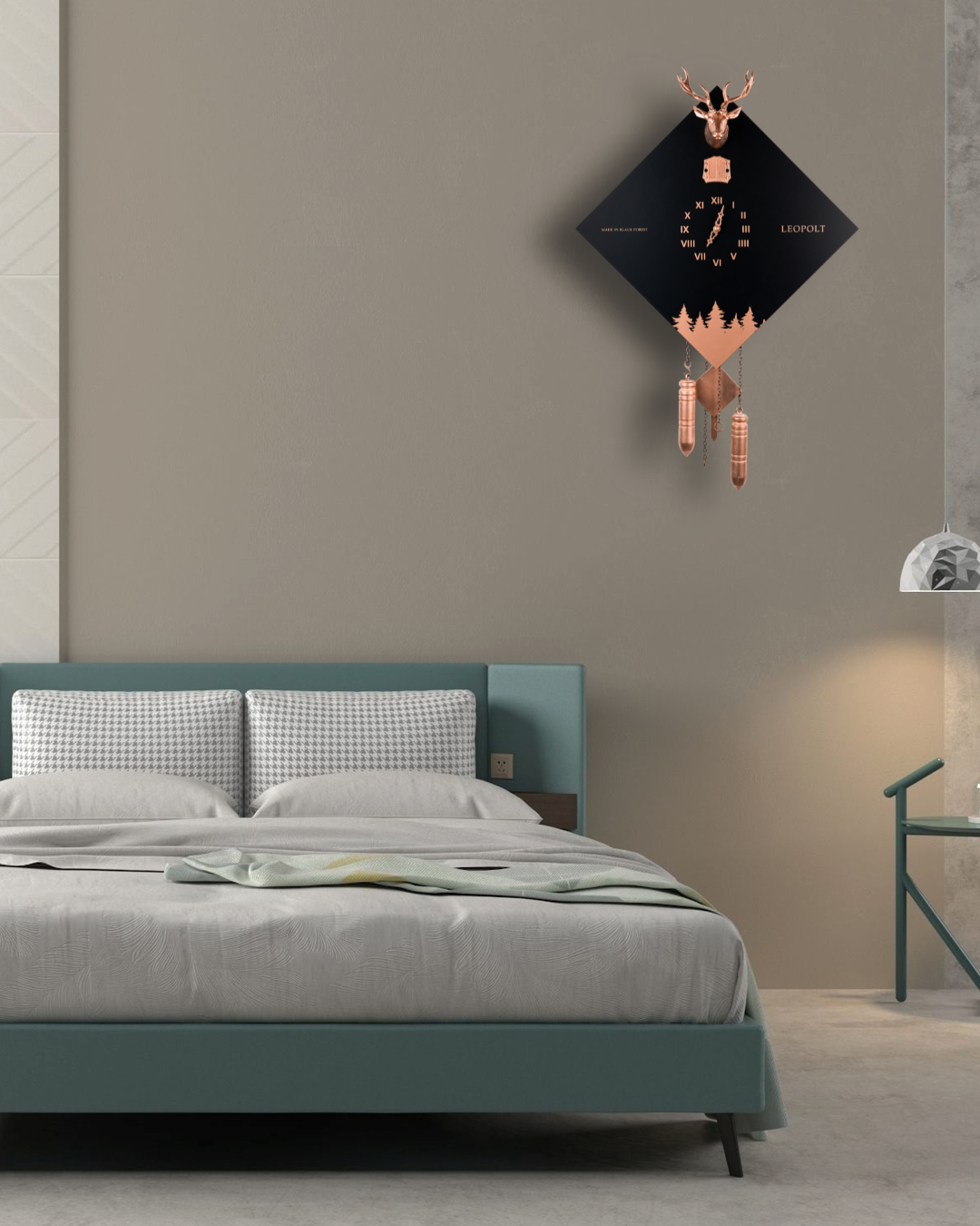 Moderne Kuckucksuhr - Schwarz/Kupfer