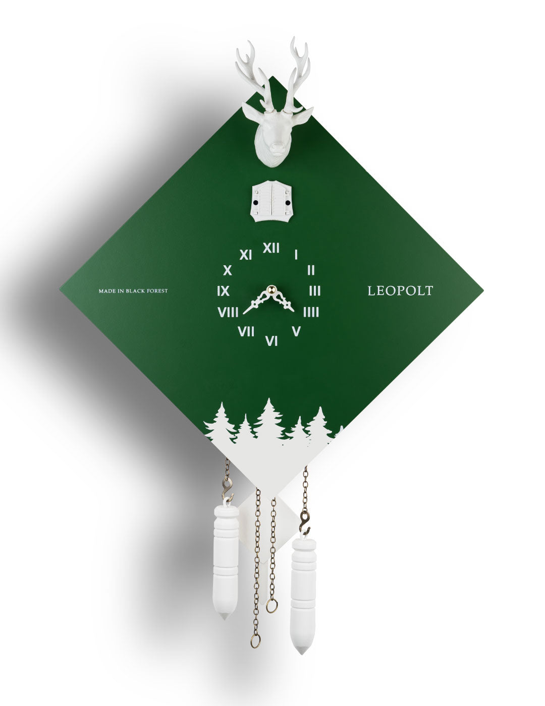 Moderne Kuckucksuhr - Grün-Weiß