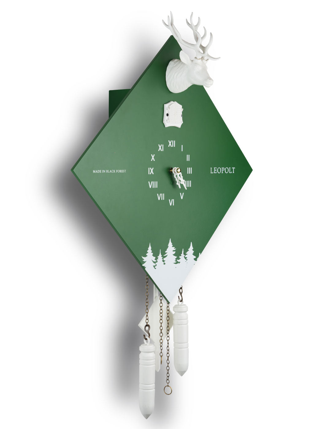 Moderne Kuckucksuhr - Grün-Weiß