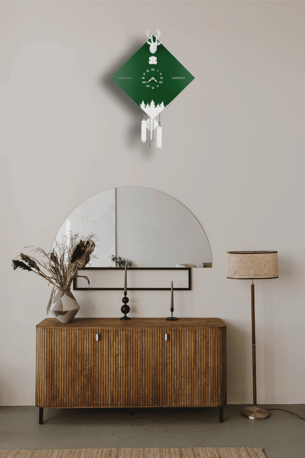 Moderne Kuckucksuhr - Grün/Weiß