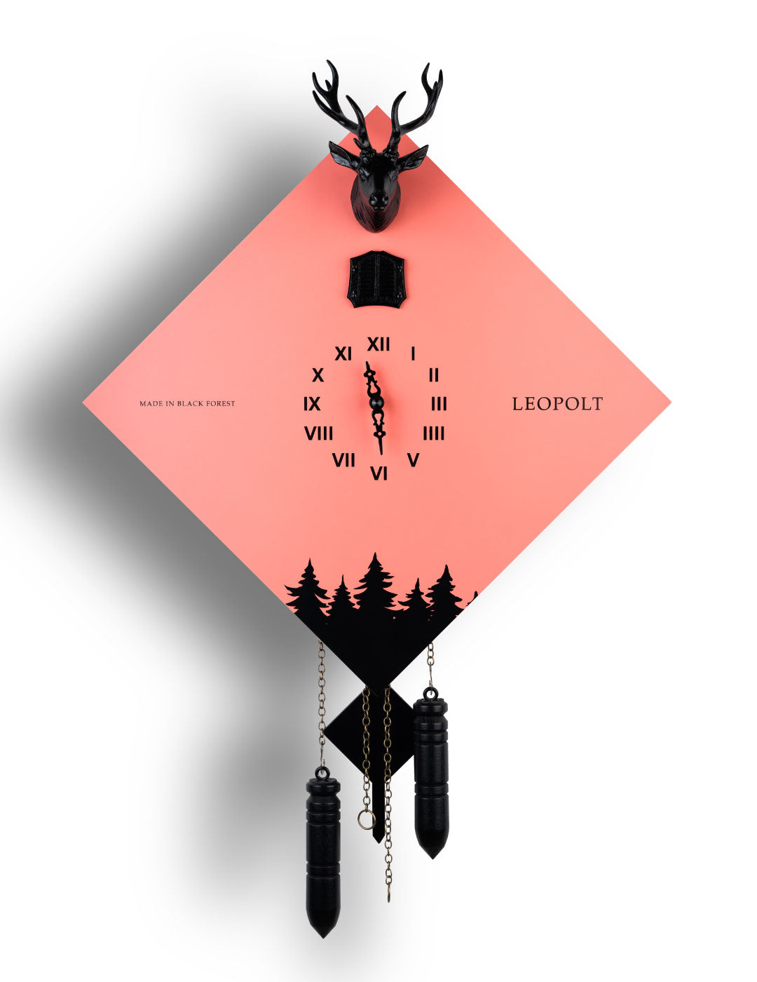 Moderne Kuckucksuhr - Pink-Schwarz