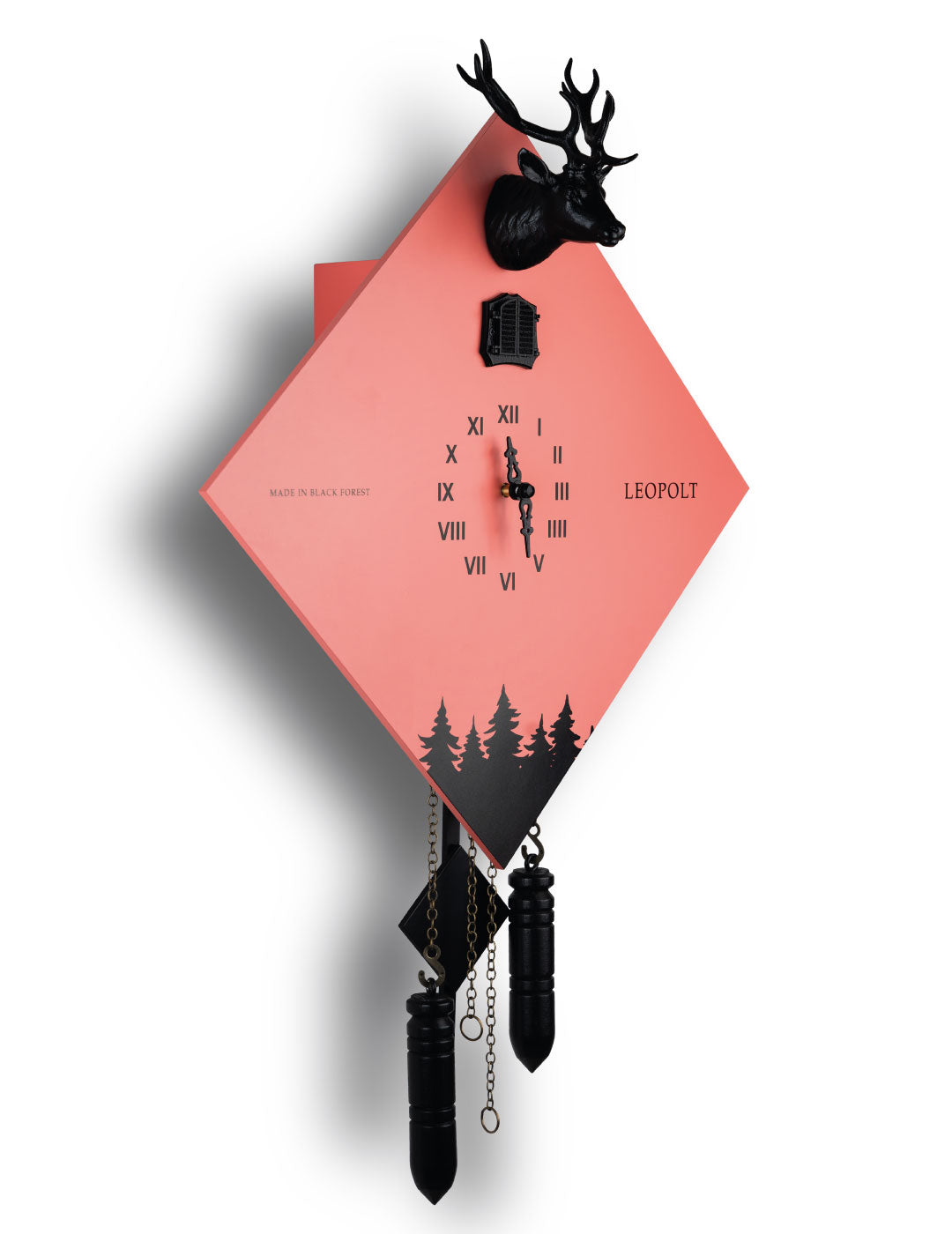 Moderne Kuckucksuhr - Salmon-Schwarz