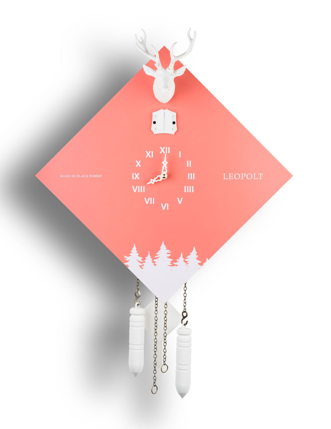 Moderne Kuckucksuhr - Pink-Weiß