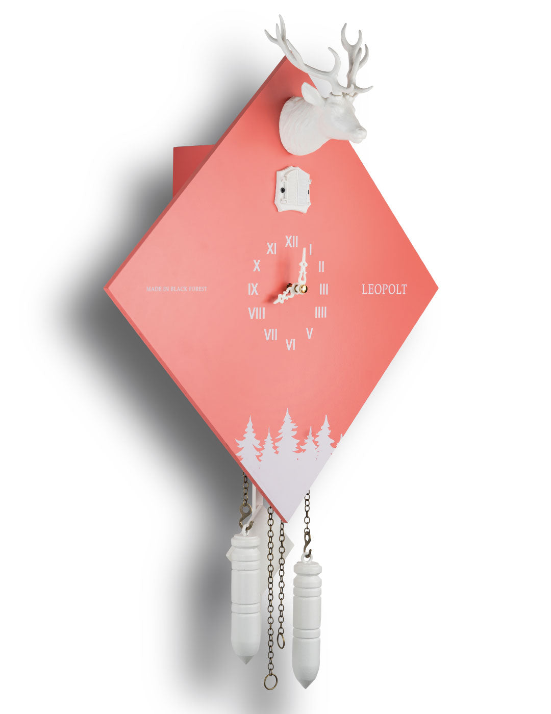 Moderne Kuckucksuhr - Salmon-Weiß