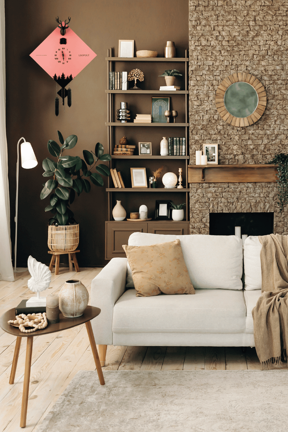 Moderne Kuckucksuhr - Rosa/Schwarz