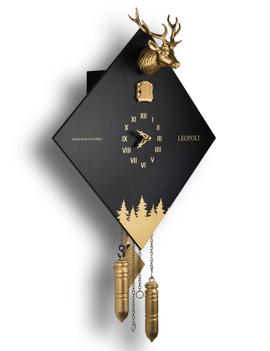 Moderne Kuckucksuhr - Schwarz-Gold