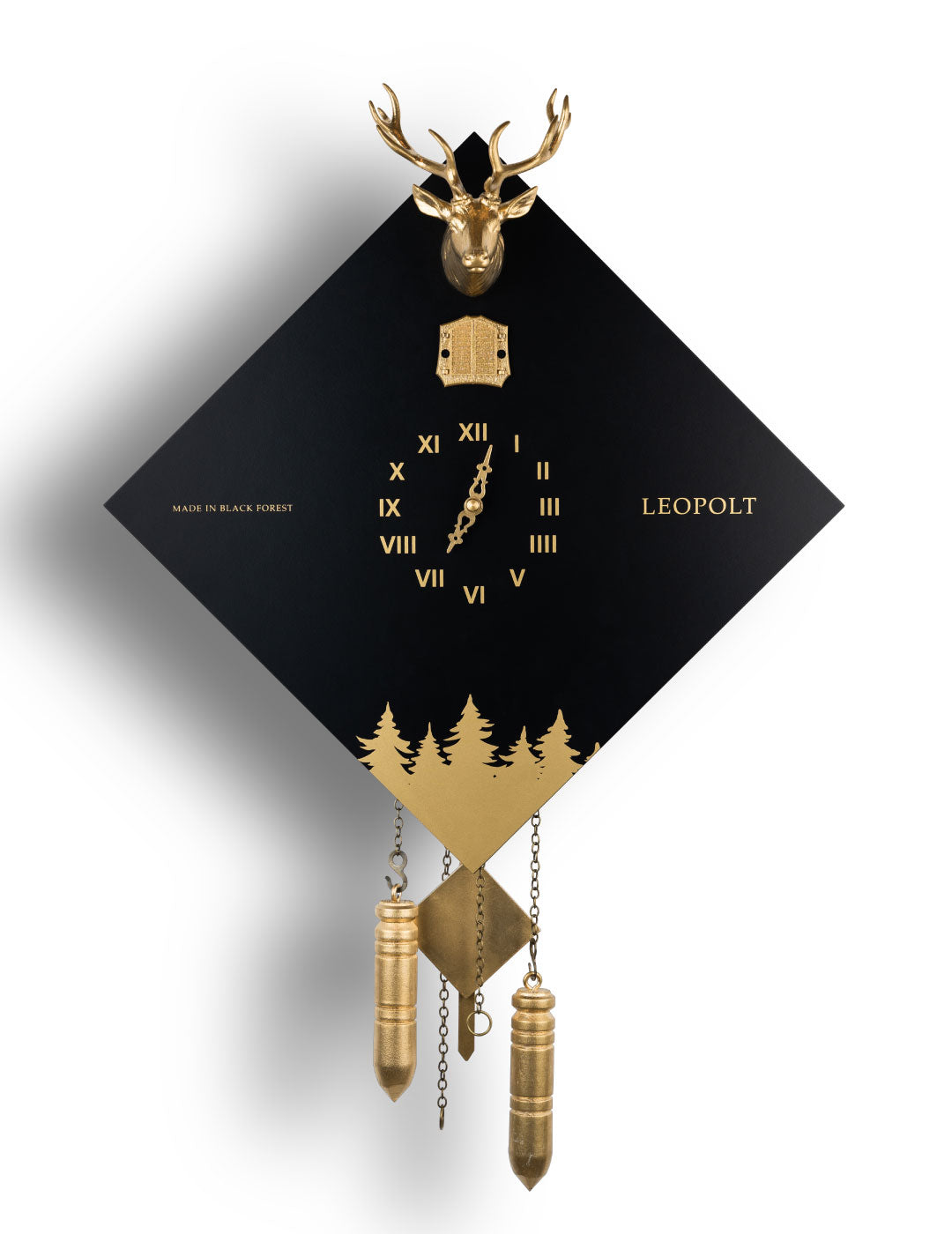 Moderne Kuckucksuhr - Schwarz-Gold