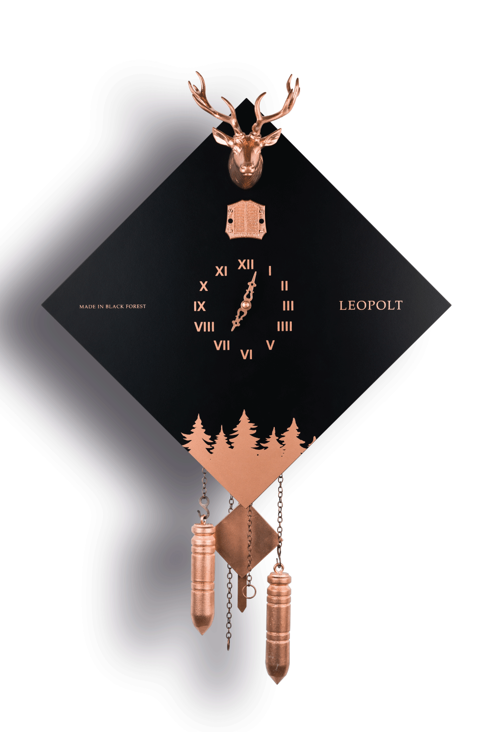 Moderne Kuckucksuhr - Schwarz/Kupfer