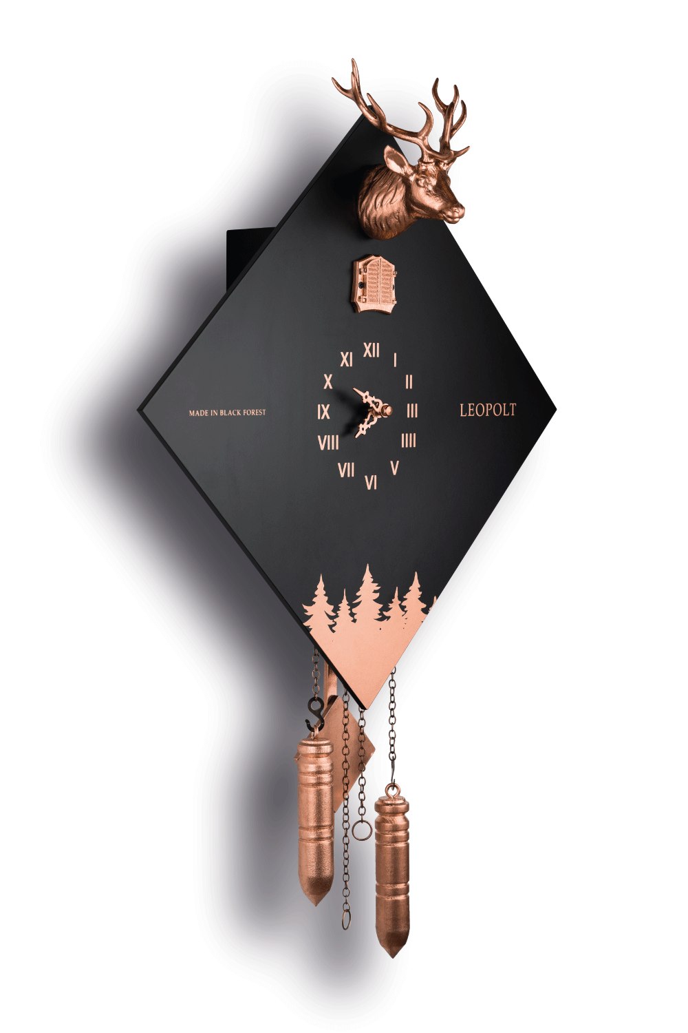 Moderne Kuckucksuhr - Schwarz/Kupfer