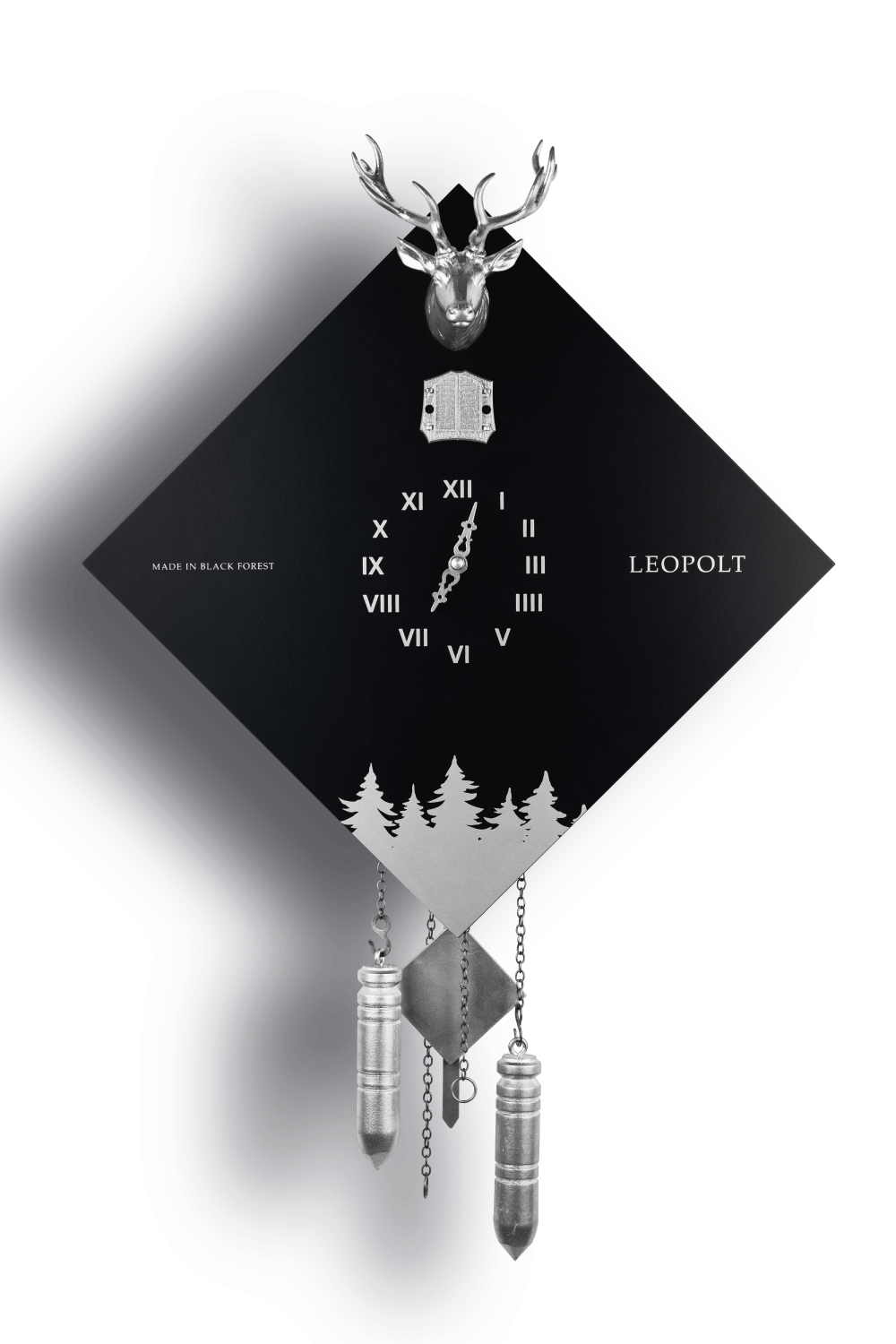 Moderne Kuckucksuhr - Schwarz/Silber