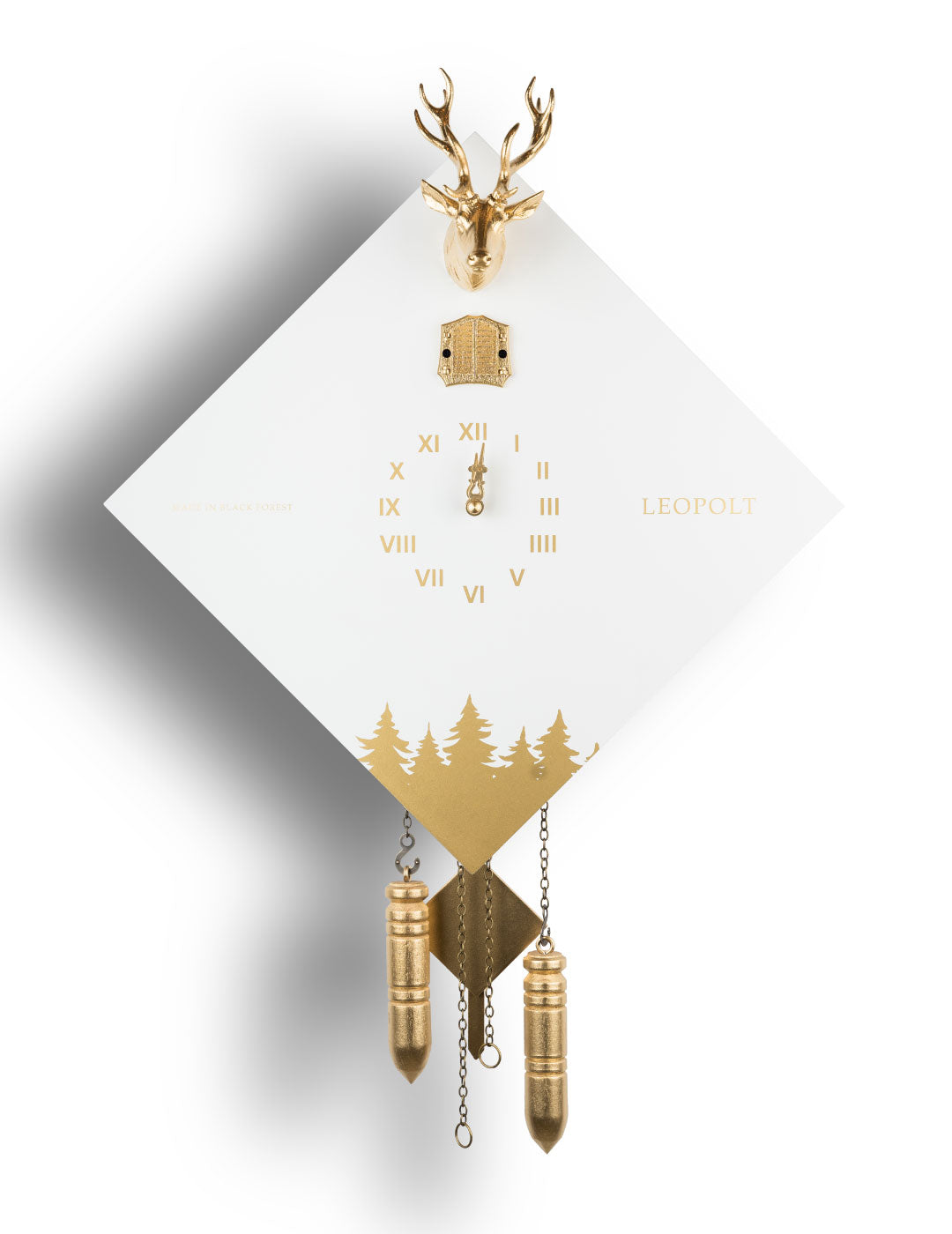 Moderne Kuckucksuhr - Weiß-Gold