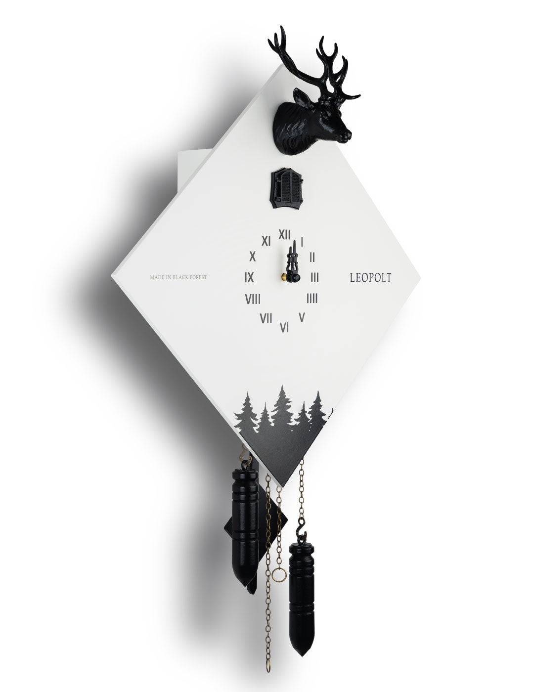 Moderne Kuckucksuhr - Weiß-Schwarz