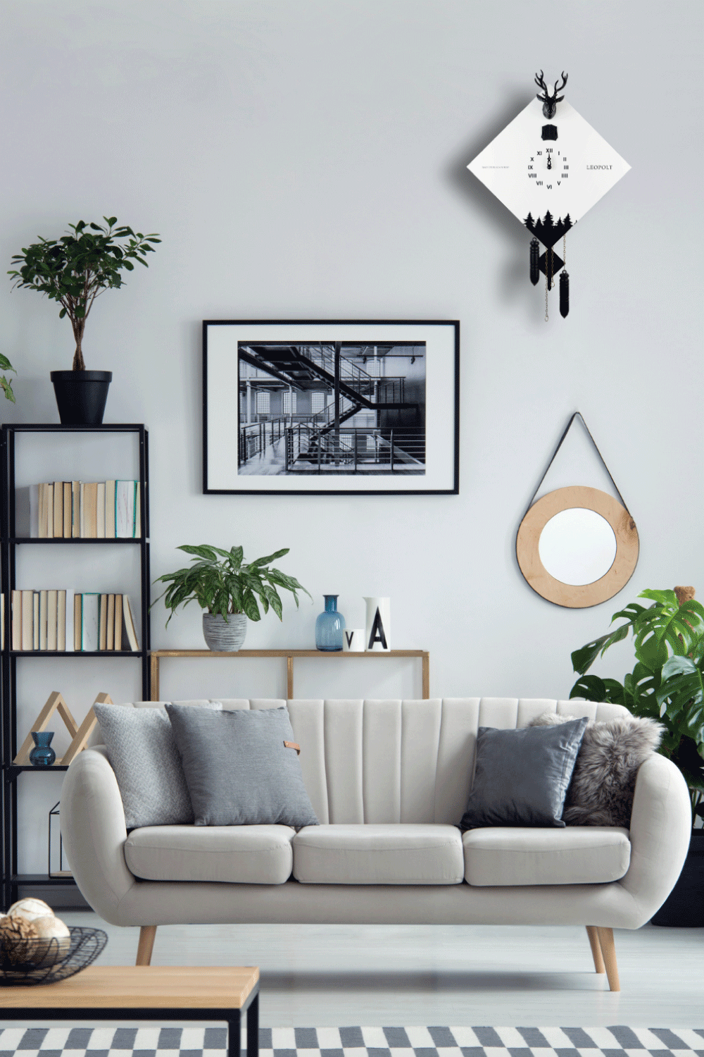 Moderne Kuckucksuhr - Weiß/Schwarz