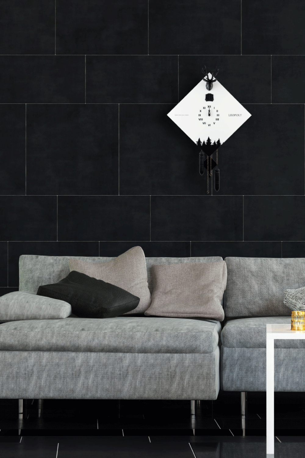 Moderne Kuckucksuhr - Weiß/Schwarz