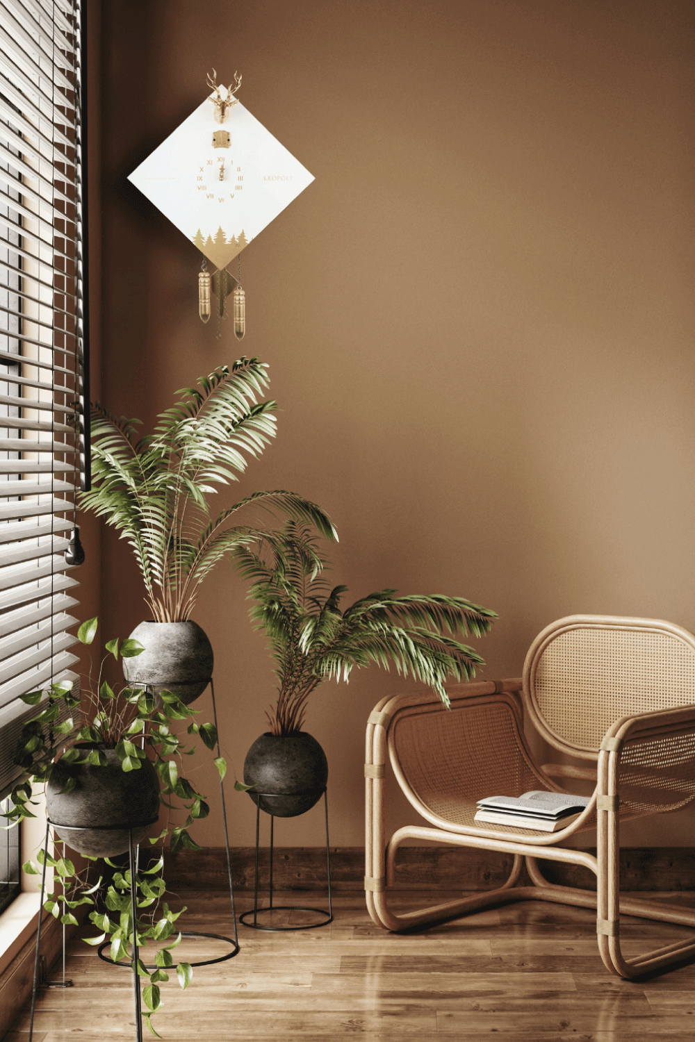 Moderne Kuckucksuhr - Weiß/Gold