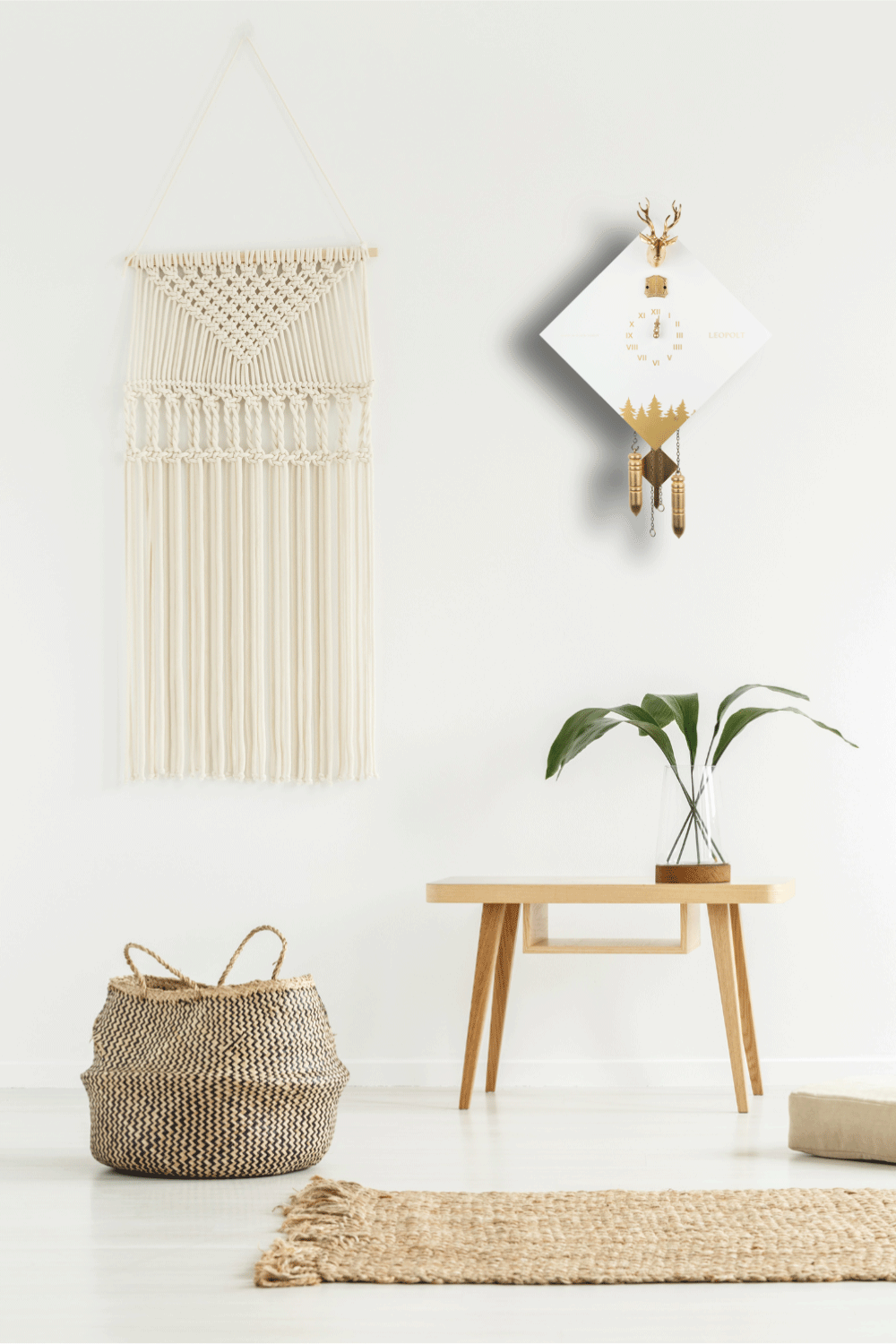 Moderne Kuckucksuhr - Weiß/Gold