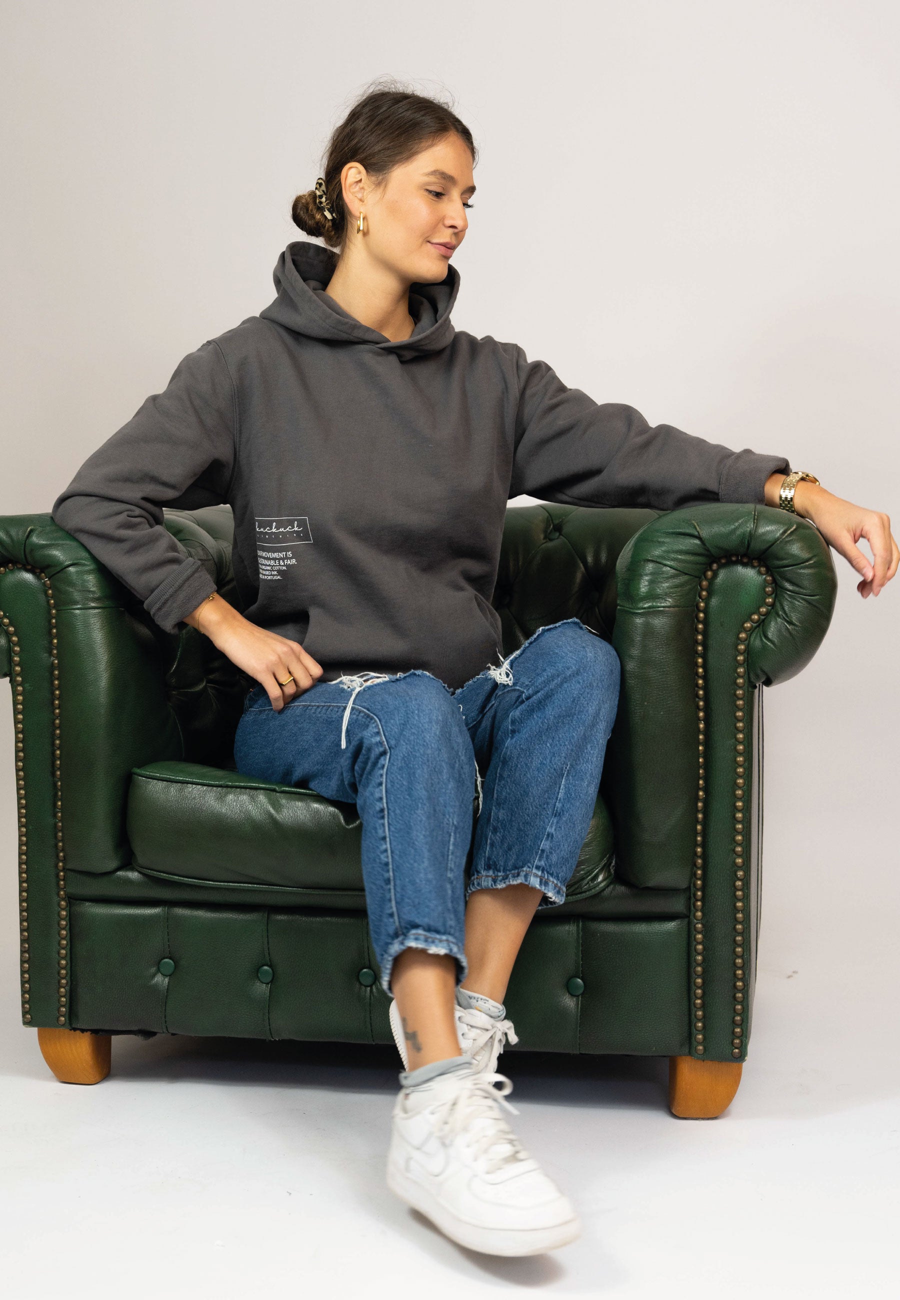 Black Bean Movement Print Hoodie Woman - LEOPOLT & KUCKUCK